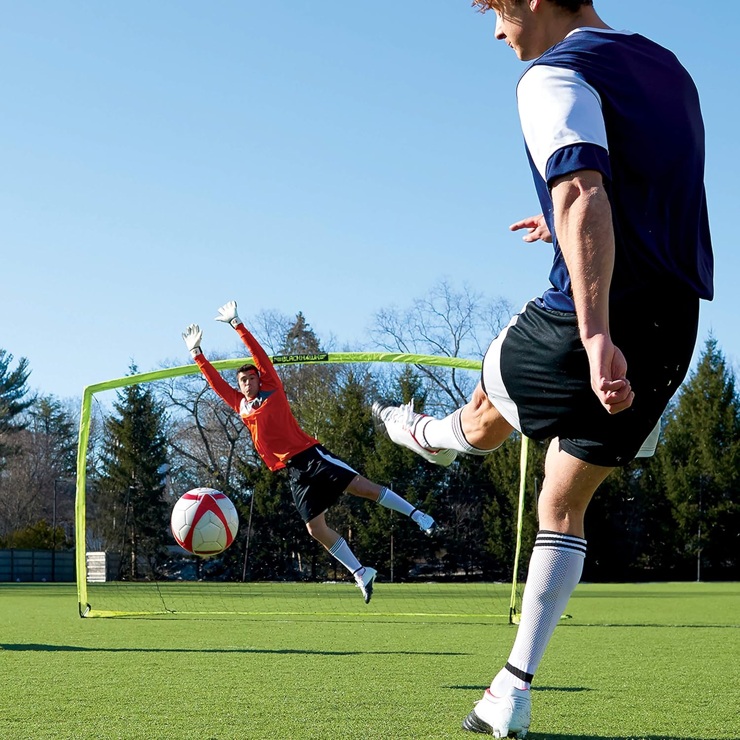 Franklin Sports Blackhawk Portable Soccer Goal - Pop-Up Soccer Goal and Net - Indoor or Outdoor Soccer Goal - Goal Folds For Storage - 12'x6', 9'x5.6', 6.5'x3.25 or 4'x3' Soccer Goal-8