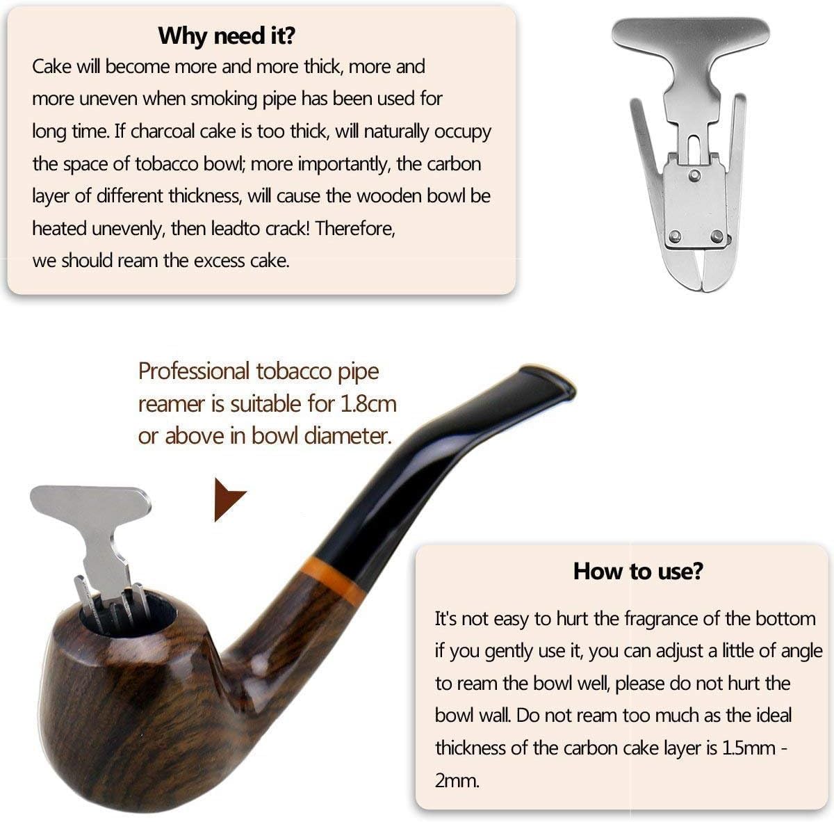 Joyoldelf Smoking Pipes, Luxury Ebony Tobacco Smoking Pipe Set, Deepened & Windproof Wooden Pipe with Leather Tobacco Pouches, Pipe Stand and Smoking Accessories-2