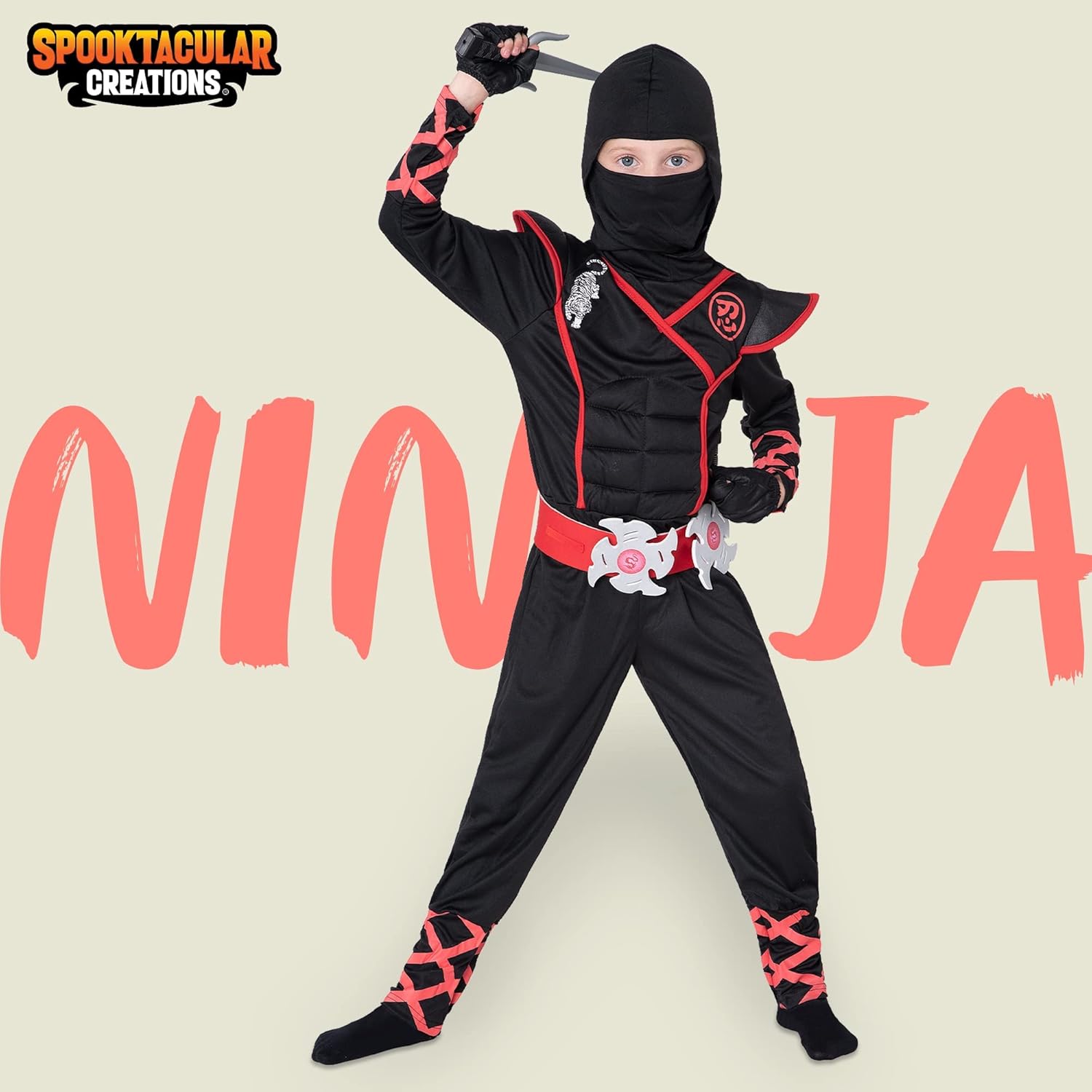 Spooktacular Creations Deluxe Boys Ninja Costume for Kids, Ninja Cosplay Costume for Boys and Girls, Ninja Fancy Dress Costume Halloween, Carnival Costume-1