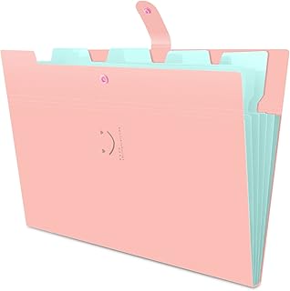 Expanding File Folder, HAISSKY A4 Letter Paper Pockets Accordion Document Bag Organizer Wallets Files Folders with Buckle Closure for School Office, 5 Pockets