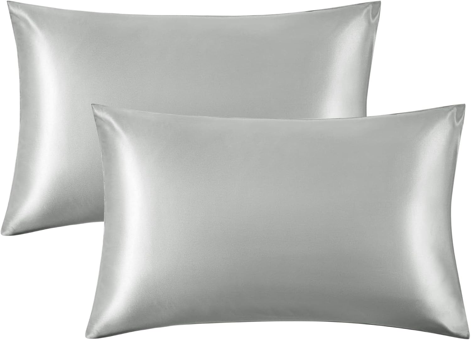 Bedsure Satin Pillowcase for Hair and Skin - Similar to Silk Pillowcase, Pillow Cases 2 Pack with Envelope Closure, Gifts for Women, Queen & Standard Size 50 x 75 cm, Grey-0