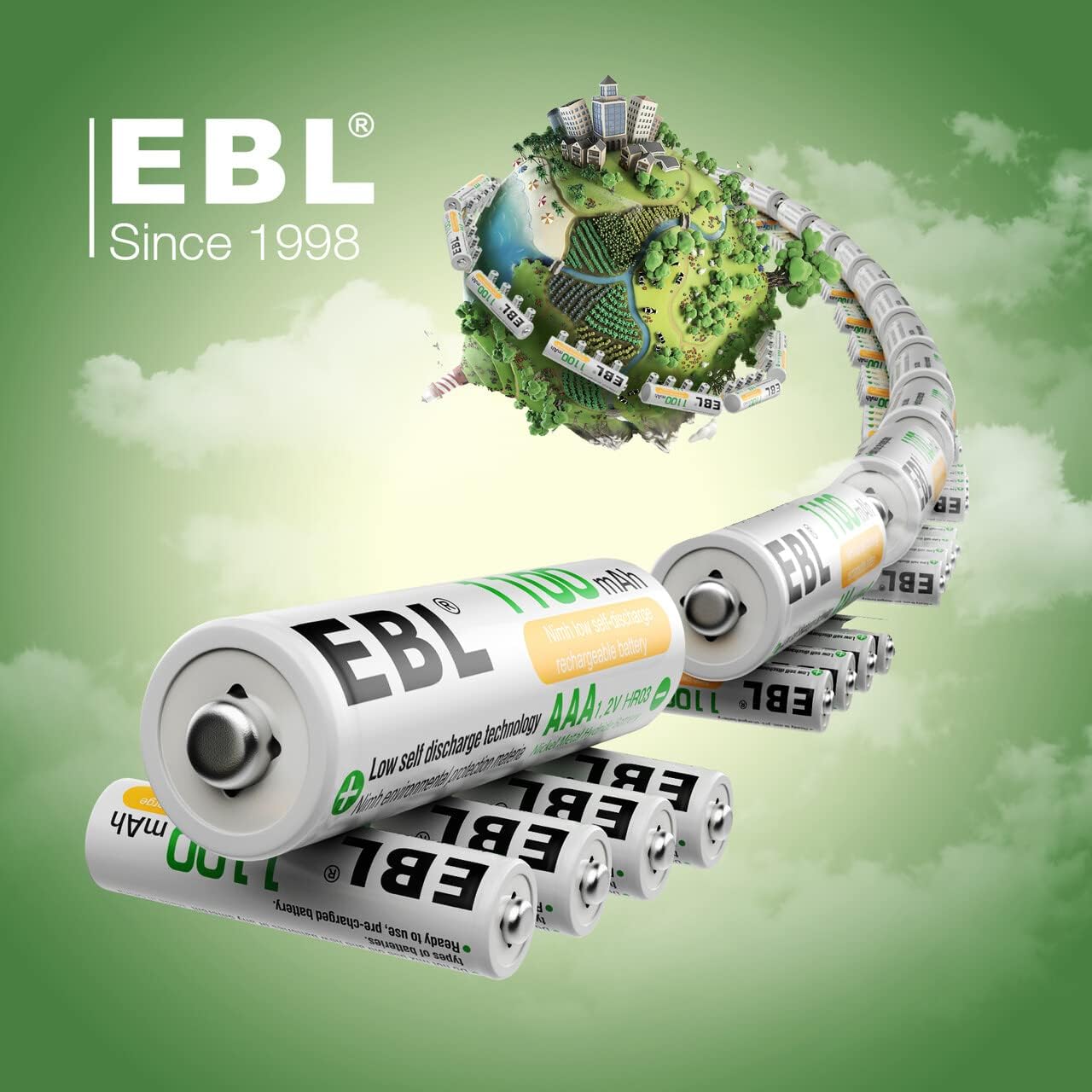 EBL AAA Rechargeable Batteries 1100mAh, 8 Counts AAA Batteries with Storage Case-1