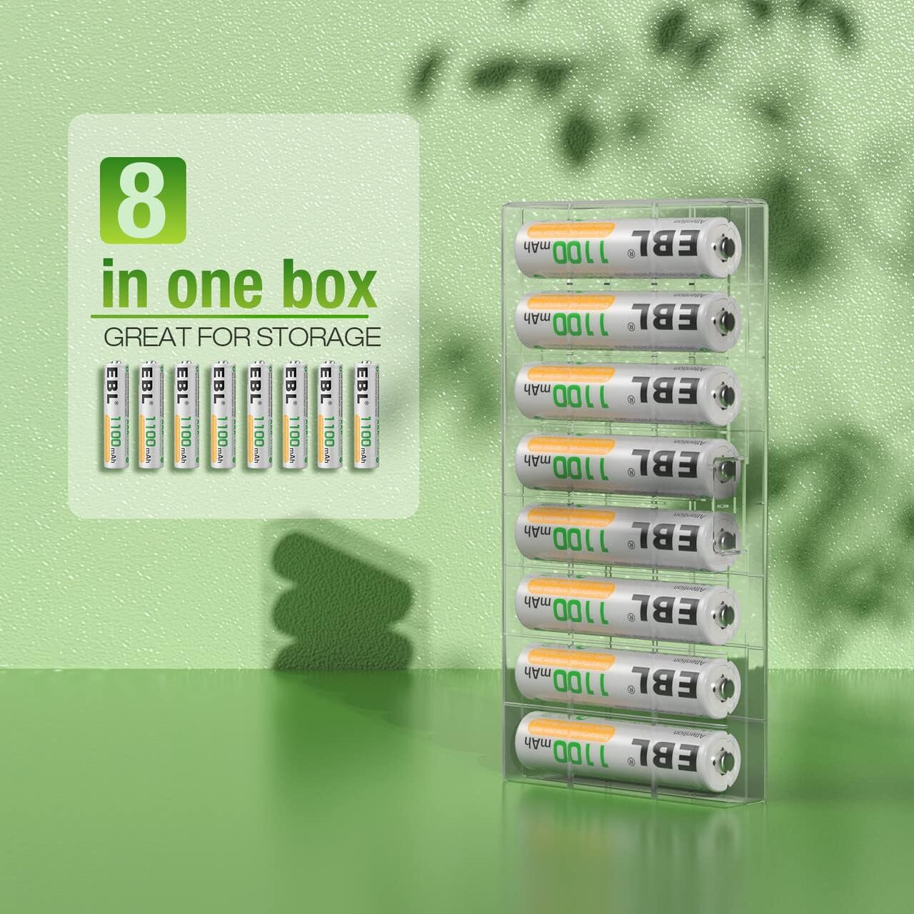 EBL AAA Rechargeable Batteries 1100mAh, 8 Counts AAA Batteries with Storage Case-5