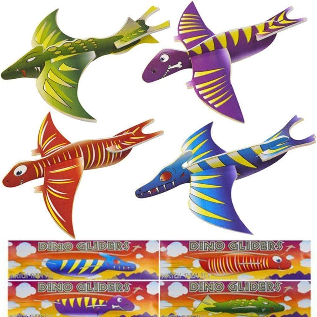 G4GADGET Pack of 12 Dinosaur Flying Glider Planes Kids Gift-Party Loot Bag Stocking Fillers Fun-0