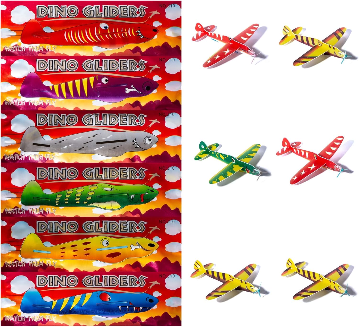 G4GADGET Pack of 12 Dinosaur Flying Glider Planes Kids Gift-Party Loot Bag Stocking Fillers Fun-1