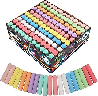 JOYIN 120 Pack Washable Sidewalk Chalk Set in 10 Colors for Kids, Giant Box Non-Toxic Pavement Chalk for Indoor Outdoor Blackboard Garden Art Drawing Painting