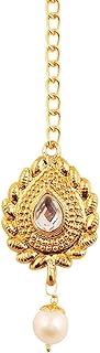 Touchstone Indian Bollywood Stylish Contemporary Designer Jewelry Hand Head Wedding Accessory Kaleera Mangtika in Gold Silver Tone for Women.