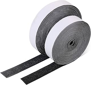 Vicloon 500cm * 20mm Hook and Loop Strip, 5m Self Adhesive Sticky Back Fastening Tape Strips Set with Sticky Glue Nylon Fabric Fastener, Sticky Backed (Black)