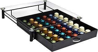 Amtido Coffee Pod Holder Capsule Drawer - Compatible with Nespresso Pods - Tempered Glass Top