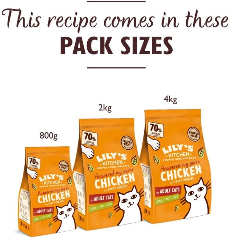 Lily's Kitchen Made with Natural Ingredients Adult Dry Cat Food Bag Chicken with Veggies Grain-Free Recipe 2kg-3