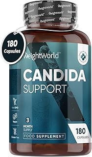 Candida Support - 180 Vegan Capsules - 3 Months Supply - For Men & Women - With Aloe Vera, Caprylic Acid, Grape Seed Extract & Rosemary Powder & Probiotics 400 Million CFU - Candida Cleanse Supplement