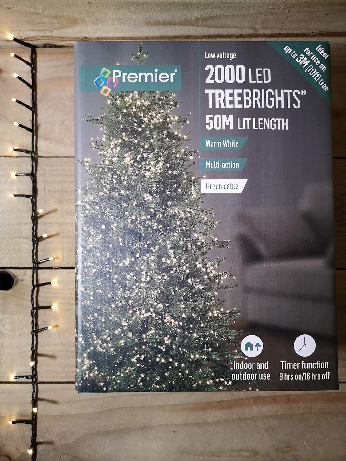 Set of 2,000 Warm White LED TreeBright Christmas Lights with optional 8hr on/16h off Timer-0