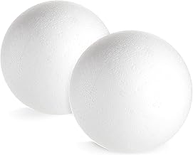 2 Pack Large Foam Balls for Crafts, 19 cm Diameter Solid Polystyrene Spheres for DIY Projects, Flower Centerpieces (White)