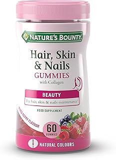 Nature's Bounty Hair, Skin and Nails Gummies - Pack of 60 Gummies, 30 Day Supply - With Collagen, Biotin, Zinc and Vitamins C and E - Supports Hair Growth and Healthy Shine