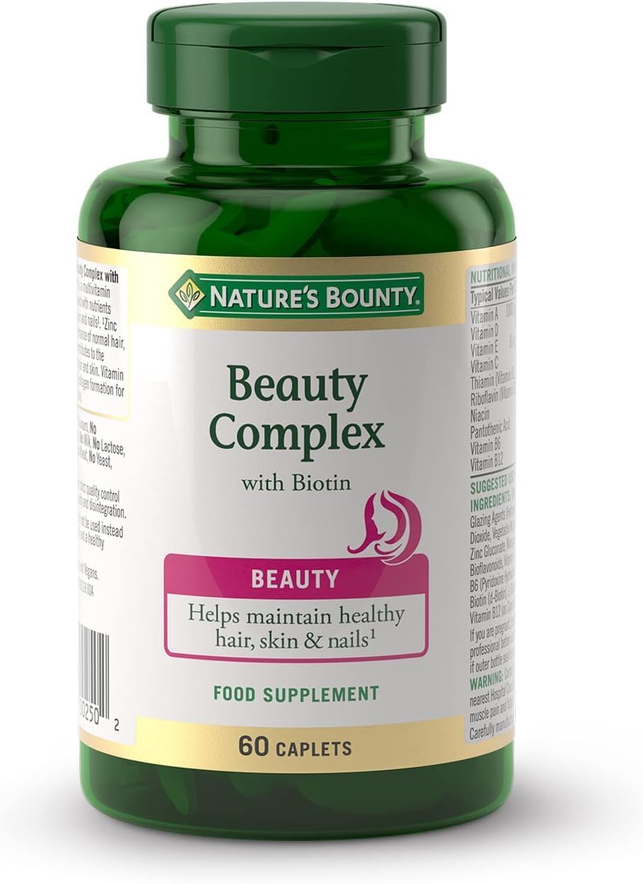 Nature’s Bounty Beauty Complex with Biotin, Pack of 60 – Supports Hair, Skin, Nails - Collagen with Vitamins A, C, E – Vegetarian, Vegan-1