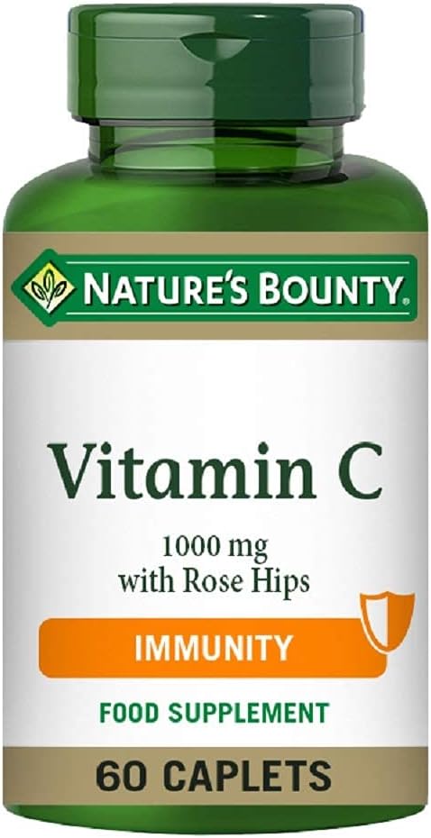 Nature's Bounty Vitamin C 1000 mg with Rose Hips - Pack of 60 Coated Caplets - Supports Immunity and Energy - Vegan and Gluten Free-0