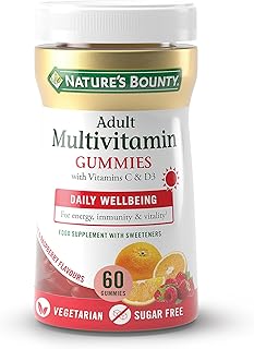 Nature's Bounty Adult Multivitamin Gummies - Pack of 60 Gummies, Two-a-day - With Vitamin B6, B12, D3, C and Biotin - For everyday wellbeing - Immune Support and Bone Health