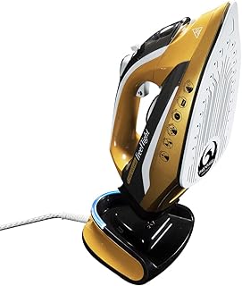 JML 2400W Cordless Iron - Steam Iron with Ceramic Soleplate, Quick Heating, 14g/min Continuous Steam - Clothes Steamer with Precision Tip and Safety Features - Phoenix Gold Freeflight