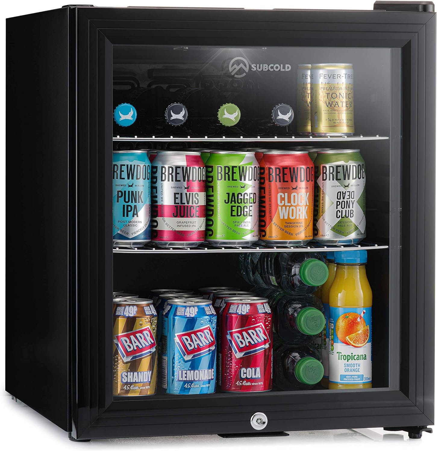 Subcold Super50 LED – Mini Fridge Black | 50L Beer, Wine & Drinks Fridge | LED Light + Lock & Key | Energy Efficient (Black)-0