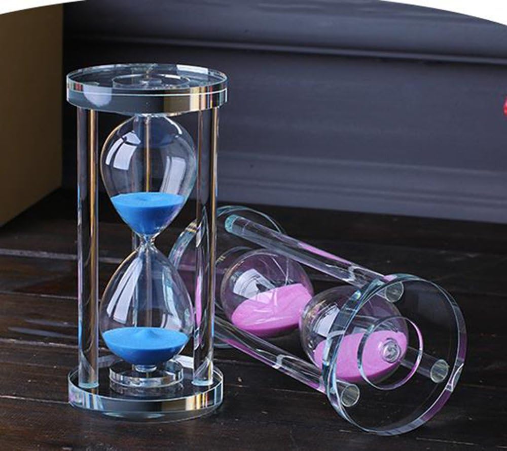 MINGZE Transparent Crystal Hourglass Timer Sand Clock Crafts Glass Decoration, 15 Minutes / 30 Minutes / 60 Minutes (Purple, 60 Minutes)-1