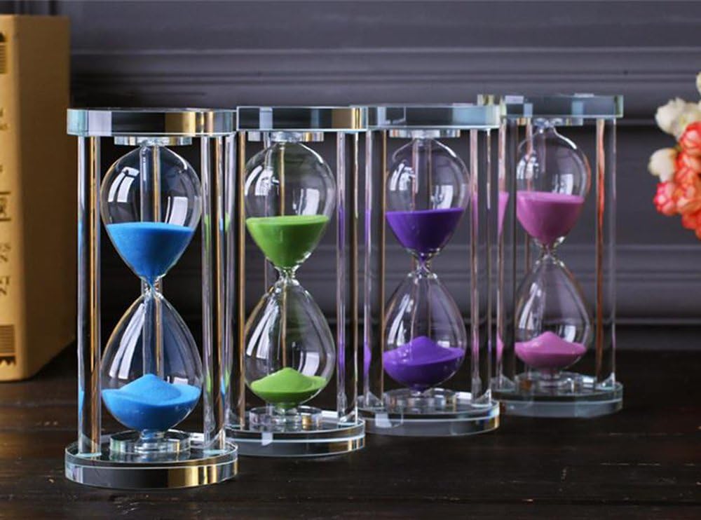 MINGZE Transparent Crystal Hourglass Timer Sand Clock Crafts Glass Decoration, 15 Minutes / 30 Minutes / 60 Minutes (Purple, 60 Minutes)-4