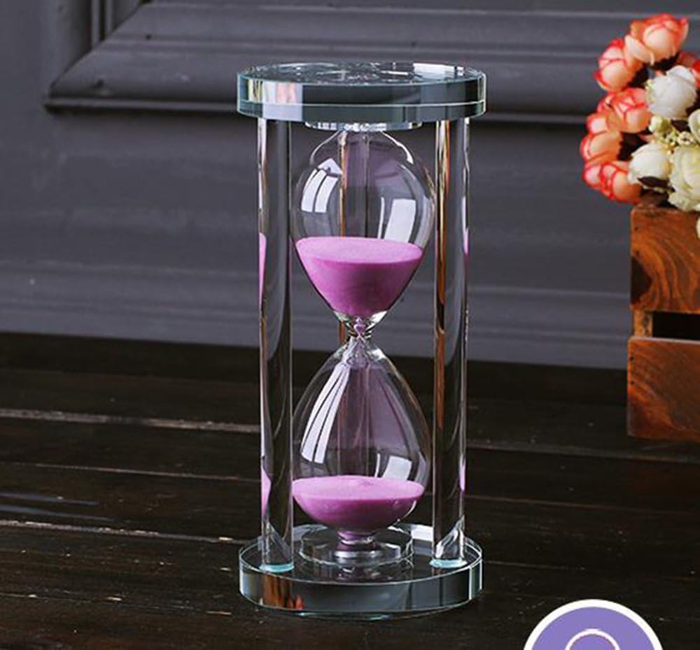 MINGZE Transparent Crystal Hourglass Timer Sand Clock Crafts Glass Decoration, 15 Minutes / 30 Minutes / 60 Minutes (Purple, 60 Minutes)-6