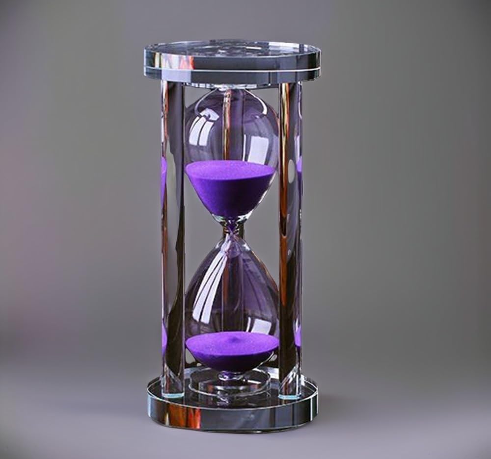 MINGZE Transparent Crystal Hourglass Timer Sand Clock Crafts Glass Decoration, 15 Minutes / 30 Minutes / 60 Minutes (Purple, 60 Minutes)-8