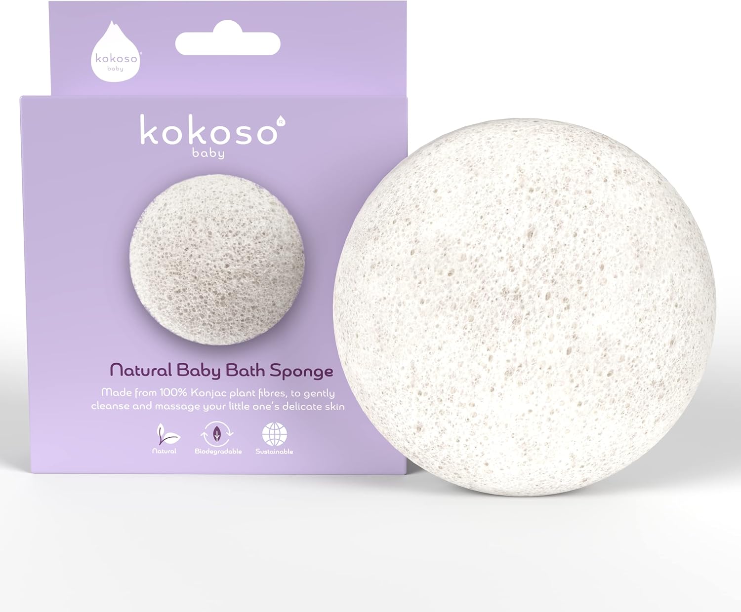 Kokoso Baby Natural Sponge – Super Soft Natural Baby Bath Sponge, Perfect as a Newborn Sponge and Baby Face Sponge-0