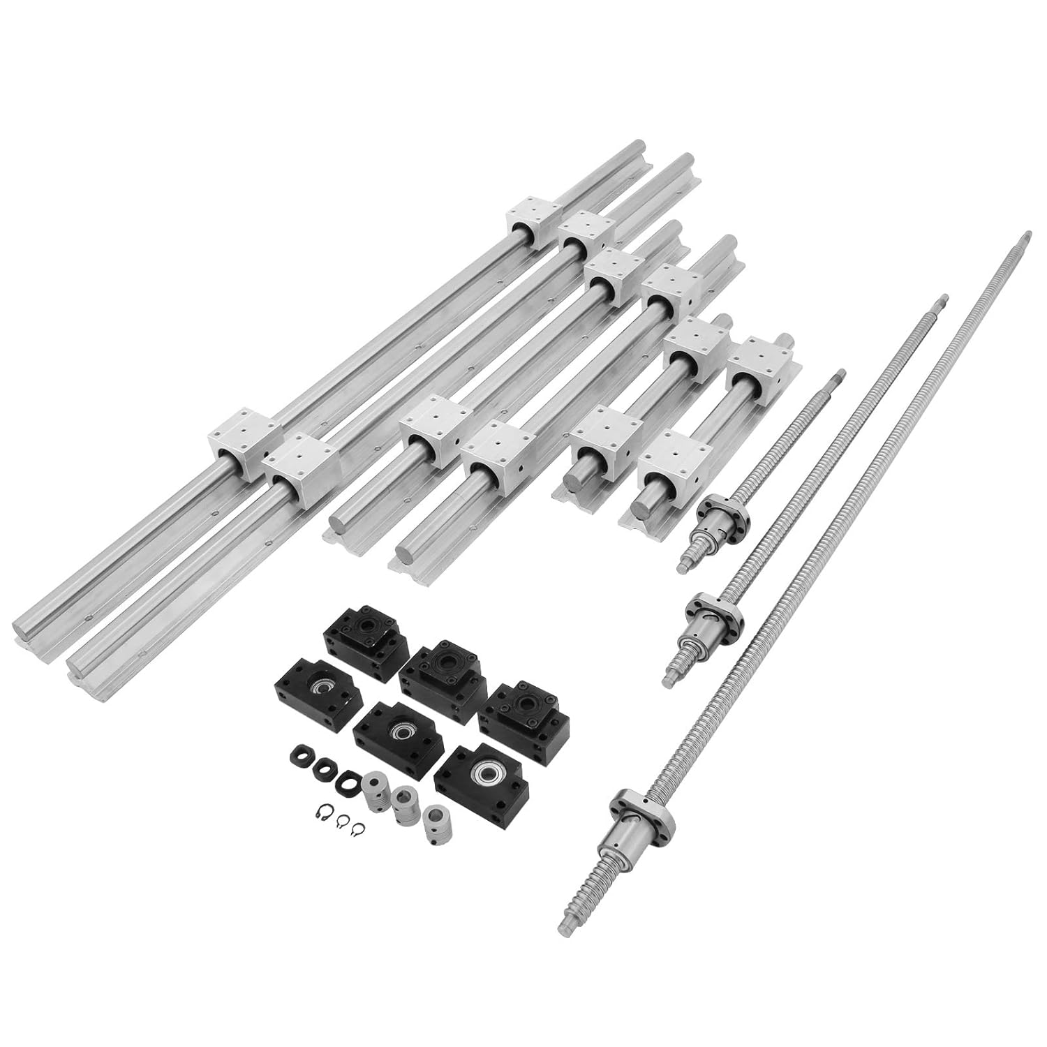 Happybuy SBR20 Linear Rail Set+3 Ballscrew RM1605-350/650/1050mm CNC Set Support Liner Rail+BK/BF12 with BK/BF 12 CNC Kit-0