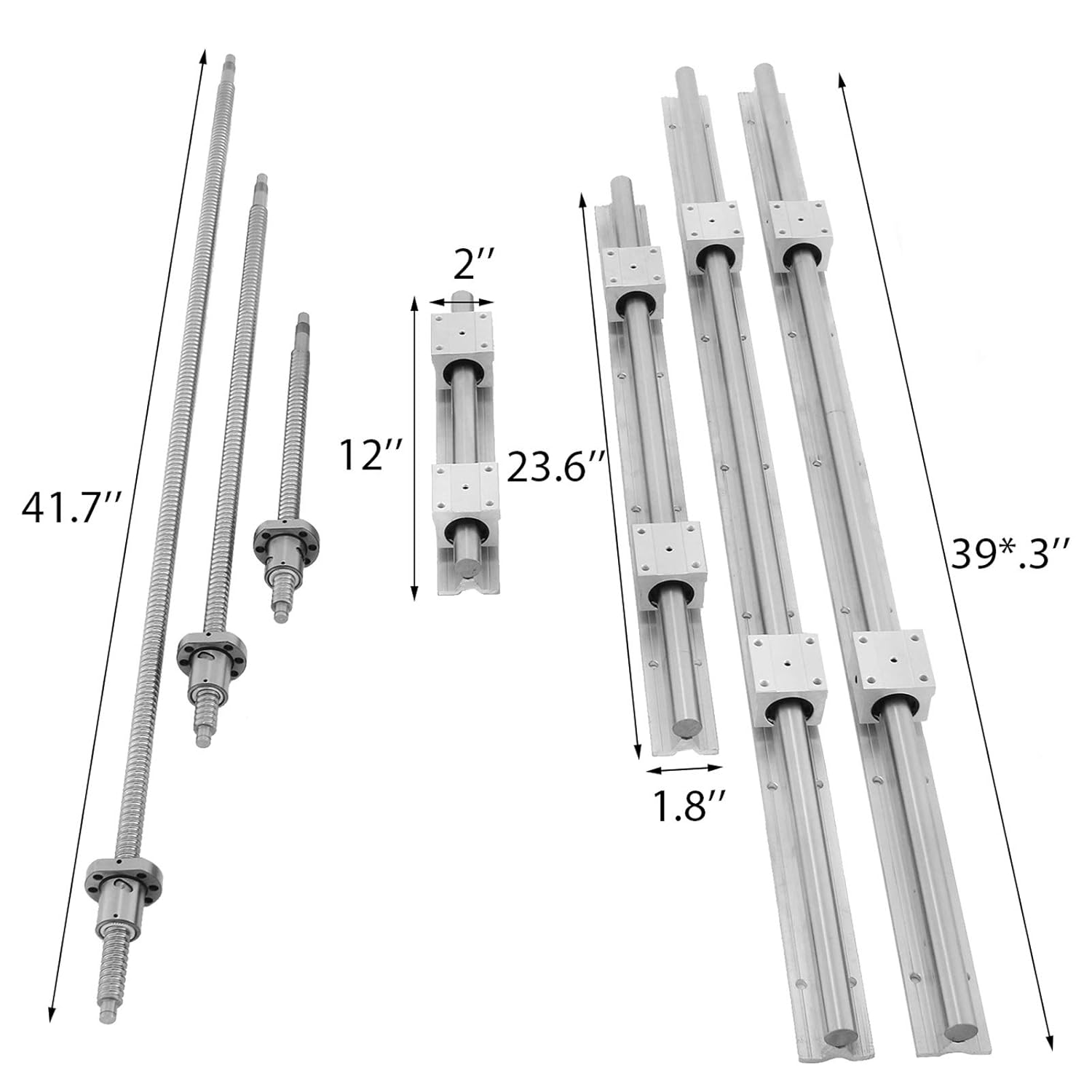 Happybuy SBR20 Linear Rail Set+3 Ballscrew RM1605-350/650/1050mm CNC Set Support Liner Rail+BK/BF12 with BK/BF 12 CNC Kit-1