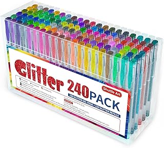 Shuttle Art 240 Pack Glitter Gel Pens, 120 Colours Glitter Gel Pen Set with 120 Refills for Adult Colouring Books Craft Doodling