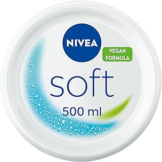 NIVEA Soft Moisturising Cream (500ml), 48H Moisturising Cream for Face, Body and Hands with Vitamin E and Jojoba Oil, Hand Cream Moisturises Deeply, Vegan Formula Day Cream