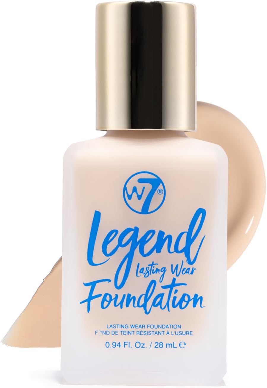 W7 Legend Foundation - Creamy Liquid Foundation for Poreless, Semi-Matte Medium Coverage - 28ml (Sand Beige)-0