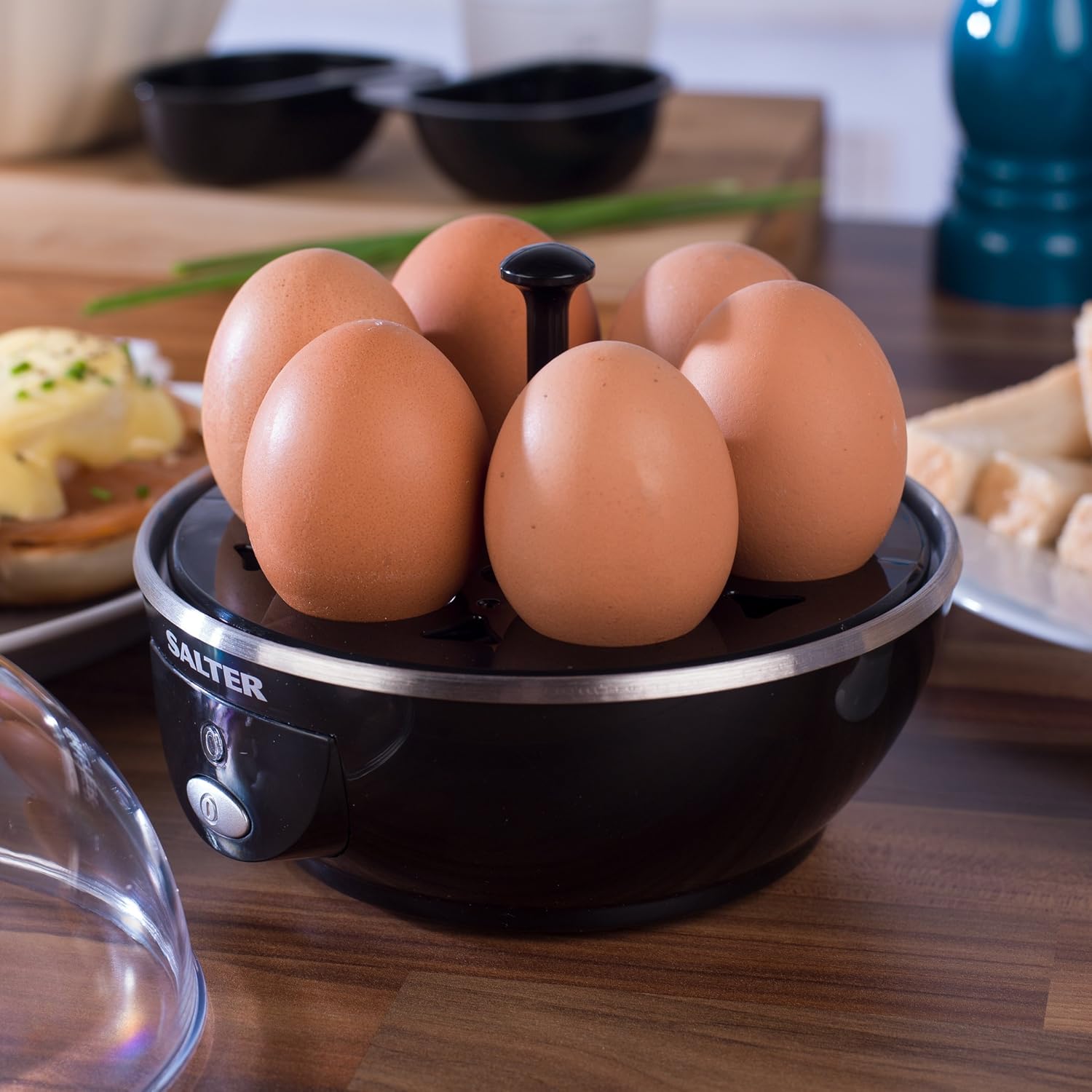 Salter Electric Multi Egg Cooker - 6 Egg Capacity Boiler, Great For Soft Dippy, Hard & Poached Eggs, Includes Measuring Cup, Removable Egg Rack and 2 Poaching Trays, Easy Clean, Compact, 430W-7