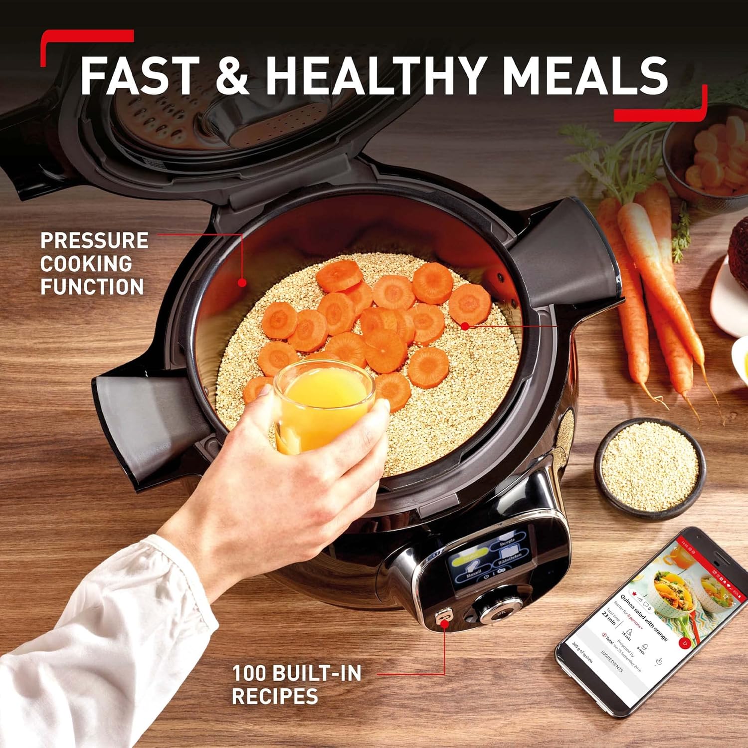 Tefal Cook4Me+ CY851840 One-Pot Digital Pressure Cooker - 6 Litre/Black and Stainless Steel-2