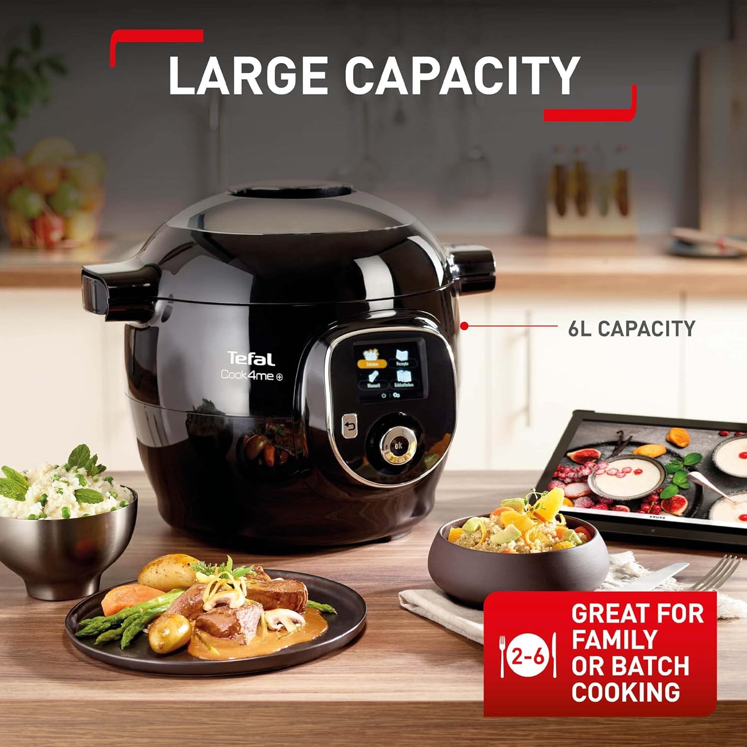 Tefal Cook4Me+ CY851840 One-Pot Digital Pressure Cooker - 6 Litre/Black and Stainless Steel-3