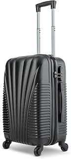 SA Products Cabin Suitcase - Hardshell Airline-Approved Luggage Bag for Travel - Cabin Bag with Inner Pockets, Extendable Top Handle, Side Handle, 4 Spinner Wheels, Lock - 50.5x23x37cm, 35L, Black