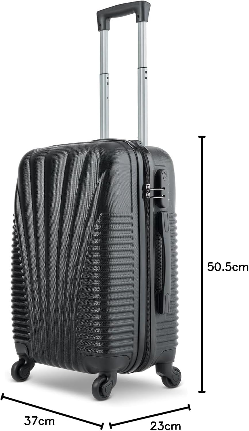 SA Products Cabin Suitcase - Hardshell Airline-Approved Luggage Bag for Travel - Cabin Bag with Inner Pockets, Extendable Top Handle, Side Handle, 4 Spinner Wheels, Lock - 50.5x23x37cm, 35L, Black-7