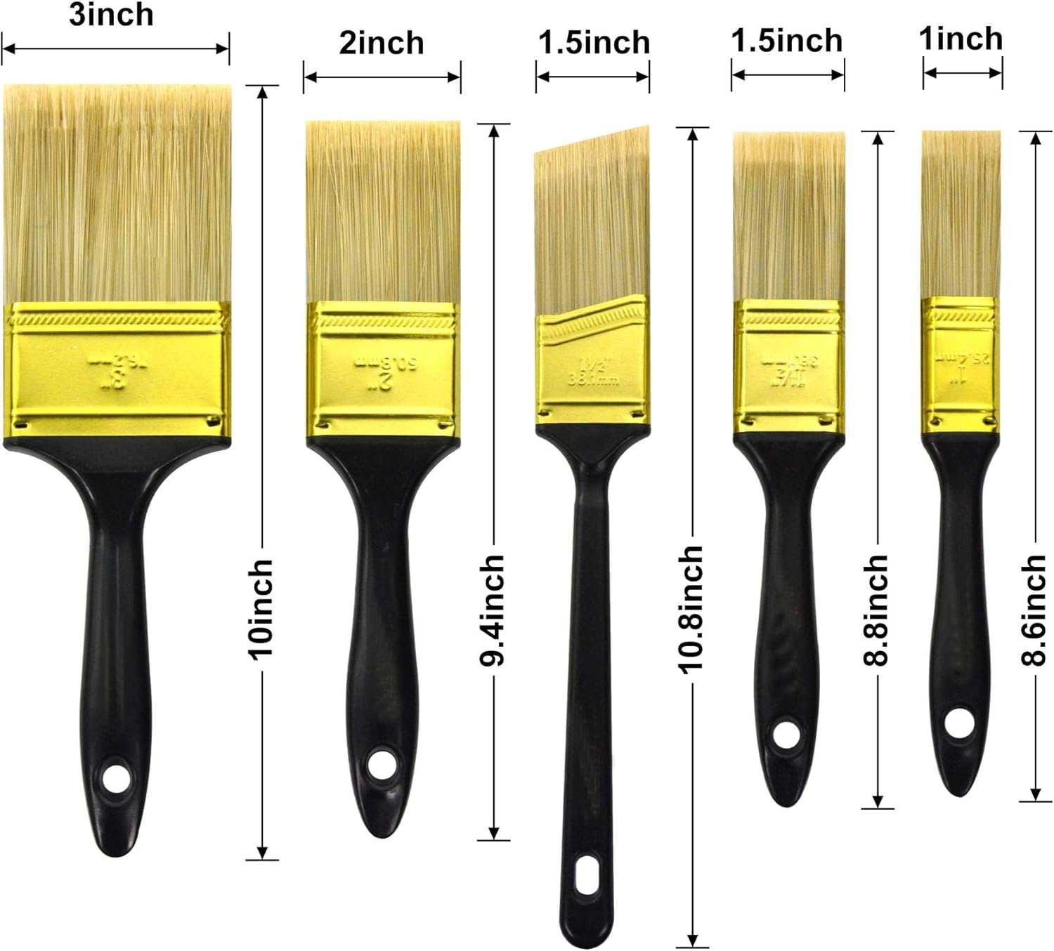 Great Andrew Paint Brushes, 30 PCS Great Value Multi use(3" 2" 1.5" 1" Flat &1.5" Angled) Paint Brush Pack, Paint Brushes Set for Home Furniture Fences and Wall Trim-1