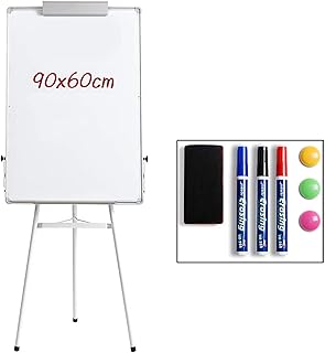 DOEWORKS Magnetic Whiteboard with Stand, Portable Magnetic Dry Erase Board/Tripod Flipchart Easel Whiteboard, Height Adjustable White Board for Office Home Classroom, 90cm x 60cm