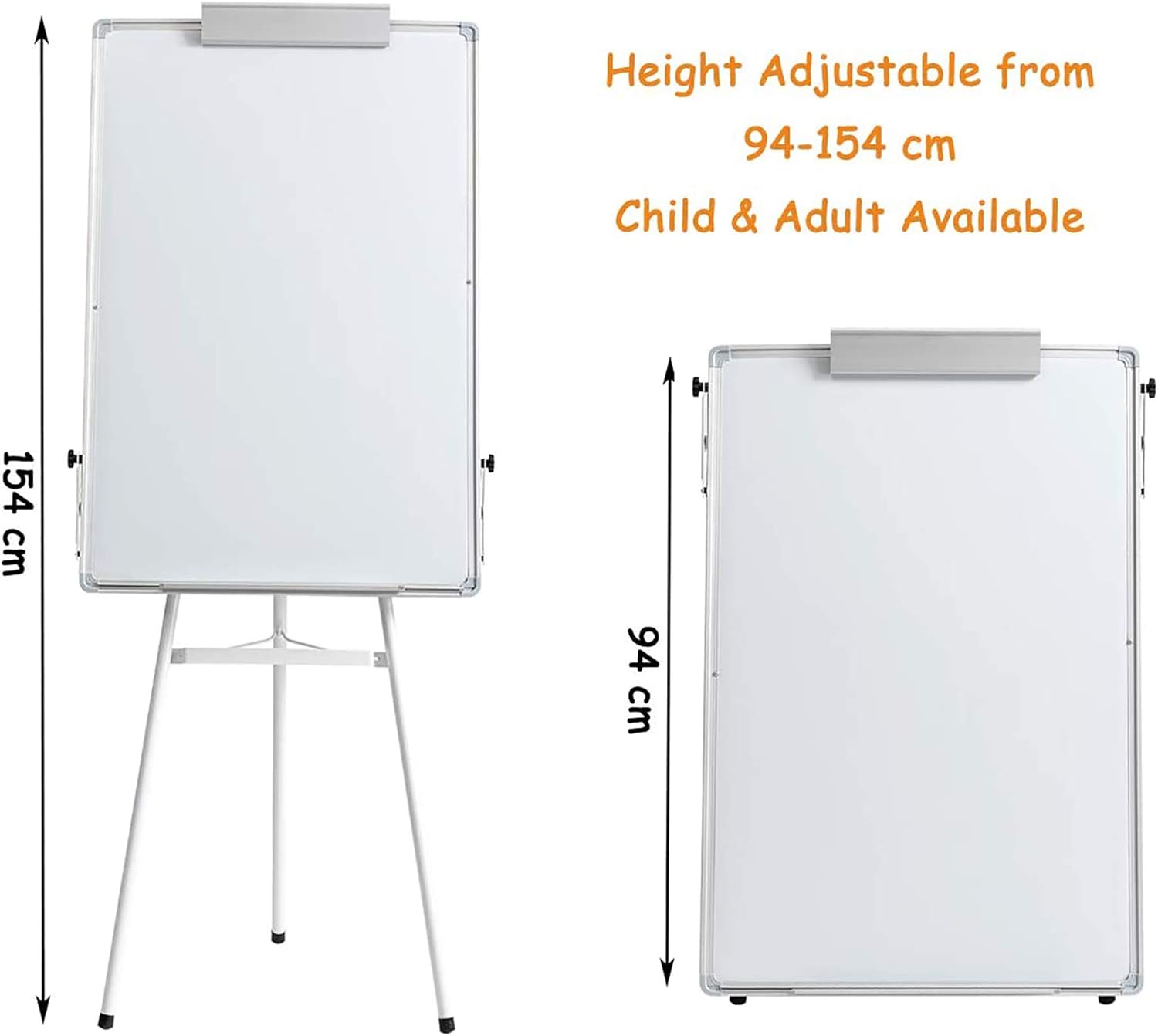 DOEWORKS Magnetic Whiteboard with Stand, Portable Magnetic Dry Erase Board/Tripod Flipchart Easel Whiteboard, Height Adjustable White Board for Office Home Classroom, 90cm x 60cm-3