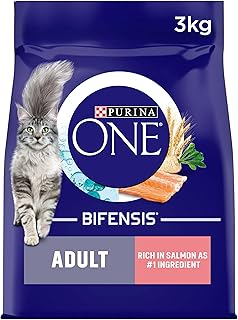 PURINA ONE Adult Dry Cat Food Rich in Salmon 3kg, Pack of 4