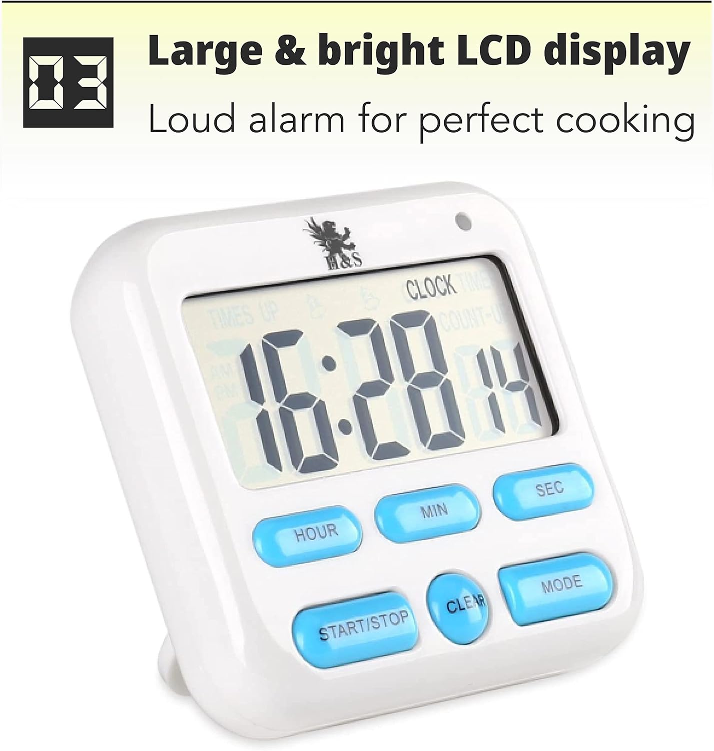 H&S Digital Kitchen Timer for Cooking - Magnetic Countdown Timers Clock with Large LCD Digits Display & Loud Alarm - AAA Battery Included - Kitchen Timers for Cooking - Kitchen Timer Digital-4