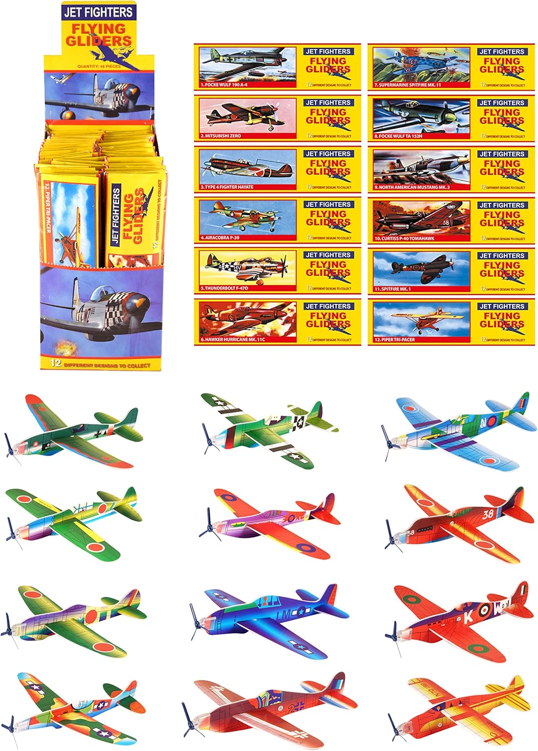 HENBRANDT B078XGQCB7 Classic World War II Gliders, Multi-Colored, Pack of 12-0