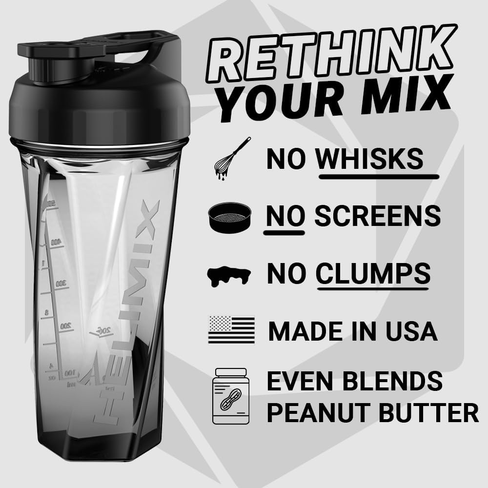 Helimix 2.0 Vortex Blender Shaker Bottle Upto 828 ml | No Blending Ball or Whisk | USA Made | Portable Pre Workout Whey Protein Drink Shaker Cup | Mixes Cocktails Smoothies Shakes | Top Rack Safe-1