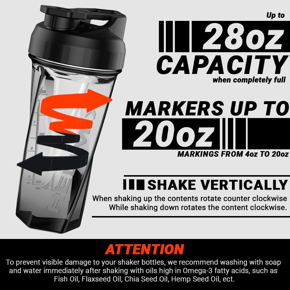 Helimix 2.0 Vortex Blender Shaker Bottle Upto 828 ml | No Blending Ball or Whisk | USA Made | Portable Pre Workout Whey Protein Drink Shaker Cup | Mixes Cocktails Smoothies Shakes | Top Rack Safe-4