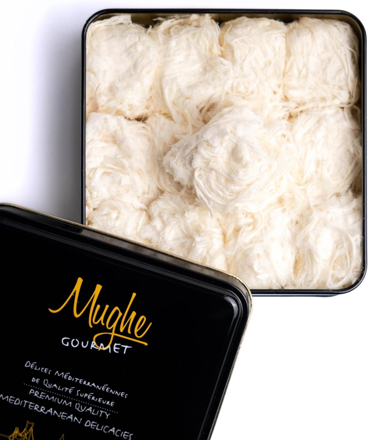 MUGHE GOURMET Luxury Turkish Cotton Candy Pismaniye Sweet (12 Fluffs)-Special Halva Candy Gift Box-Gourmet Confectionery Pishmaniye-Traditional Floss Halvah Gifts-0