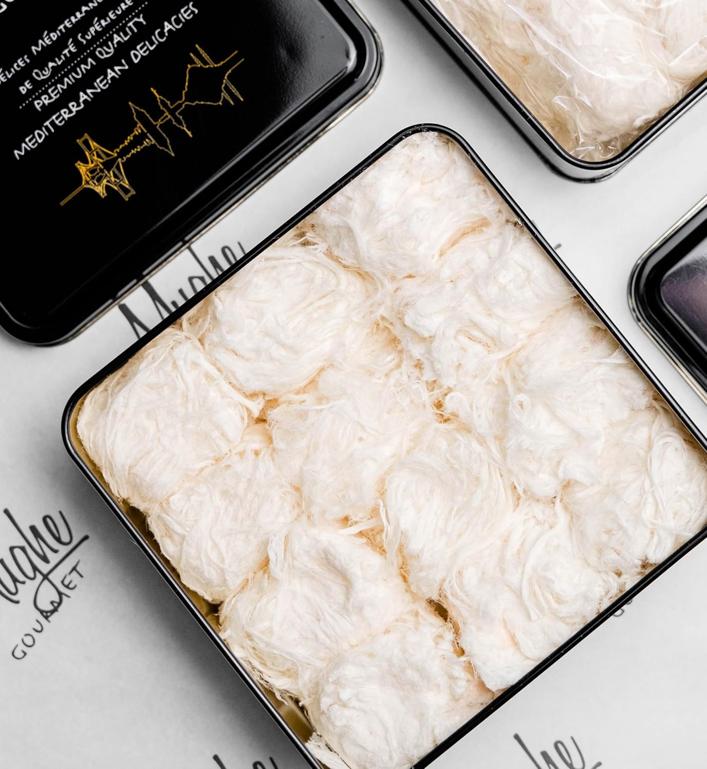 MUGHE GOURMET Luxury Turkish Cotton Candy Pismaniye Sweet (12 Fluffs)-Special Halva Candy Gift Box-Gourmet Confectionery Pishmaniye-Traditional Floss Halvah Gifts-3