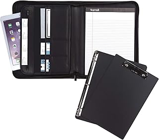 Samsill Professional Padfolio Bundle, Includes Removable Clipboard, 0.5-Inch Round Ring Binder with Secure Zippered Closure and 10.1 Inch Tablet Sleeve, Black, Full Size (70829)