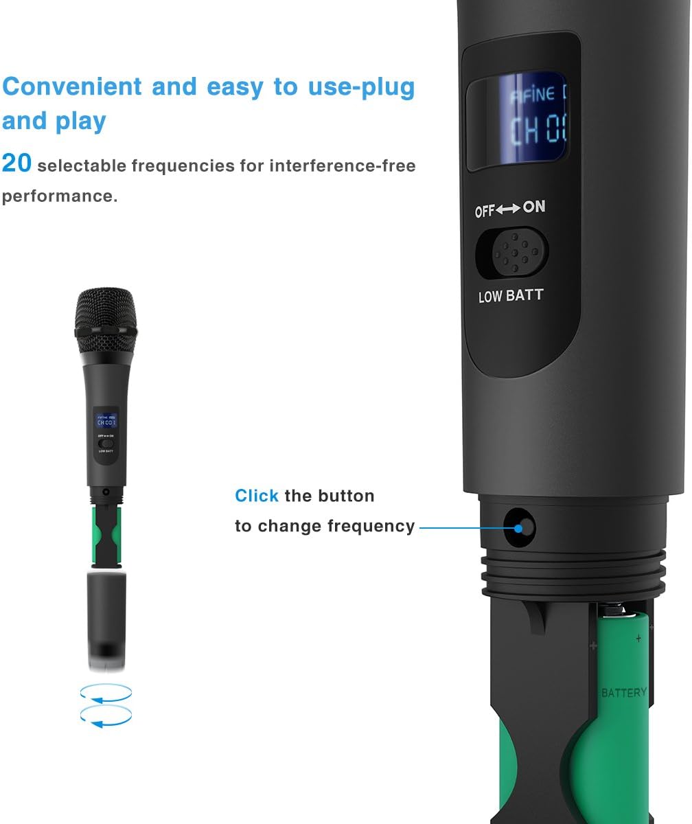 FIFINE Wireless Microphone, Handheld Dynamic Microphone Wireless mic System for Karaoke Nights and House Parties to Have Fun Over the Mixer,PA System,Speakers-K025-2